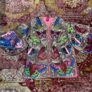 QUEEN OF SPARKLES Multicolor Sequin Butterfly Jacket